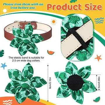 Cunno 60 Pcs Dog Collar Flowers Bulk Summer Hawaiian Dog Bow Ties Dog Collar Accessories Pet Charms Grooming Flamingo for Small Medium Large Cat Puppy Dog Collar Attachment Summer Hawaiian Costume