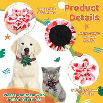 Cunno 60 Pcs Dog Collar Flowers Bulk Summer Hawaiian Dog Bow Ties Dog Collar Accessories Pet Charms Grooming Flamingo for Small Medium Large Cat Puppy Dog Collar Attachment Summer Hawaiian Costume