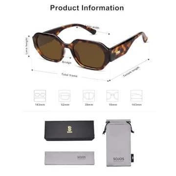 SOJOS Polarized Sunglasses For Women Retro Rectangle Womens Sun Glasses Trendy Narrow Square 90s Shades SJ2232 Leopard Brown Lens