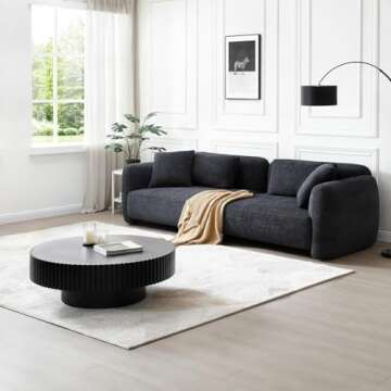 LyuHome Black Round Coffee Table - Modern & Easy to Use