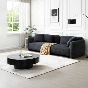 LyuHome Black Round Coffee Table - Modern & Easy to Use