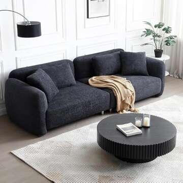 LyuHome Black Round Coffee Table - Modern & Easy to Use