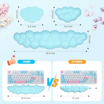 JIKIOU Upgrade Leather Cloud Keyboard Wrist Rest, Cloud Wrist Rest with Non-Slip PU Base, Comfortabl...