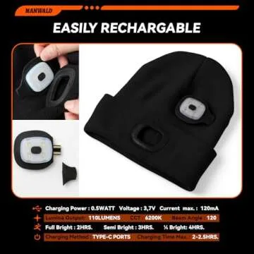 MANWALD LED Beanie Hat with Light for All Outdoor Activities