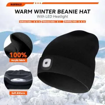 MANWALD LED Beanie Hat with Light for All Outdoor Activities