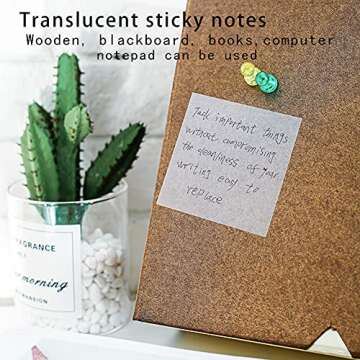 Transparent Sticky Note Pads - 500 Pcs Waterproof Self-Adhesive Pad，Translucent Sticky Notes Suita...