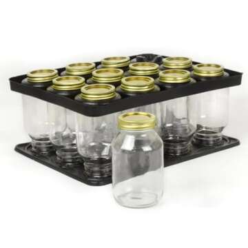 Superb Sealing Solutions Canning Jars with Lids and Bands, Pint Size Regular Mouth Clear Glass Mason...