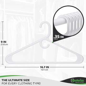 NEATERIZE Ultra Heavy Duty Plastic Clothes Hangers - White - Durable Coat, Suit and Clothes Hanger. Perchas De Ropa (38 Pack - White)