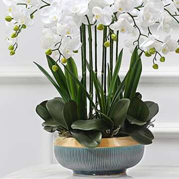 Hinyo 9 Pcs Big Size Artificial Green Phalaenopsis Artificial Orchid Leaves Green Plant Garden Bonsai Décor