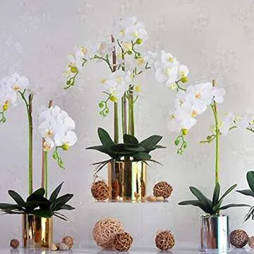 Hinyo 9 Pcs Big Size Artificial Green Phalaenopsis Artificial Orchid Leaves Green Plant Garden Bonsai Décor