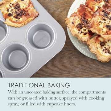 Chicago Metallic Uncoated 12-Cup Muffin Pan for Perfect Bakes