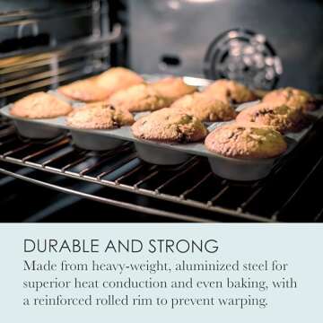 Chicago Metallic Uncoated 12-Cup Muffin Pan for Perfect Bakes