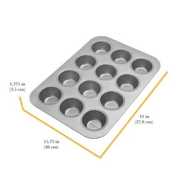 Chicago Metallic Uncoated 12-Cup Muffin Pan for Perfect Bakes