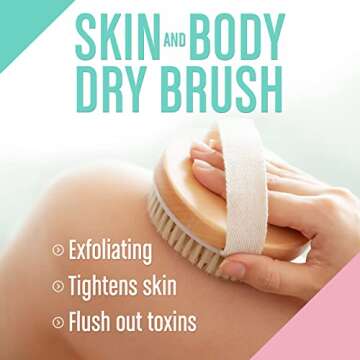 Dry Brushing Body Brush (Reduce Cellulite) Dry Brush for Cellulite and Lymphatic Drainage, Exfoliati...