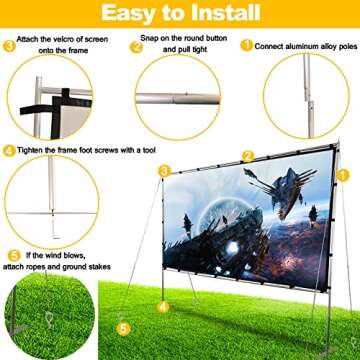 GYUEM 120 Inch Projector Screen - Outdoor Indoor HD