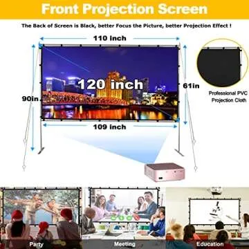 GYUEM 120 Inch Projector Screen - Outdoor Indoor HD