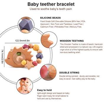 Eco-Friendly Wooden Hedgehog Teether for Infants