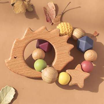 Eco-Friendly Wooden Hedgehog Teether for Infants