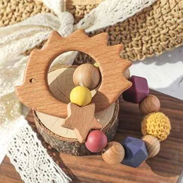 Eco-Friendly Wooden Hedgehog Teether for Infants