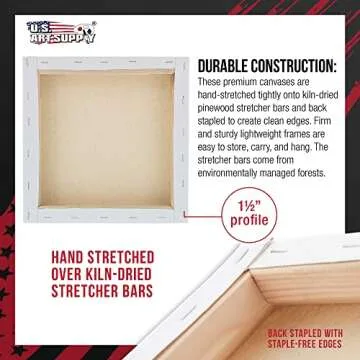 U.S. Art Supply Square 8x8 Stretched Canvas for Painting