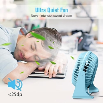 BESKAR USB Small Desk Fan - Portable, Quiet, 3 Speed Airflow