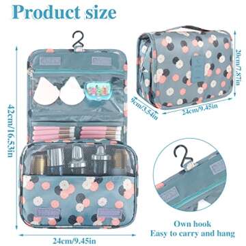 Pengxiaomei Toiletry Bag, Waterproof Hanging Cosmetic Bag Portable Travel Makeup Pouch Multifunction...