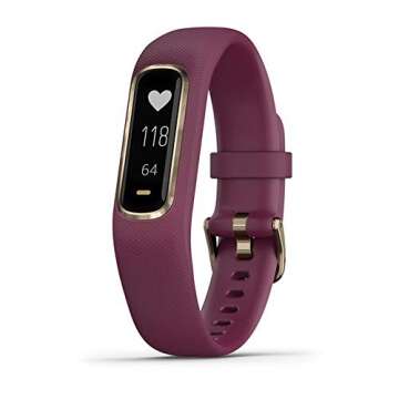 Garmin vivosmart 4, Activity and Fitness Tracker w/ Pulse Ox and Heart Rate Monitor, Gold with Berry Band