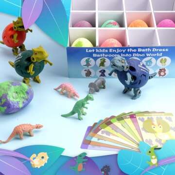 Bath Bombs with Dinosaur Toys - Perfect Easter Gift Set