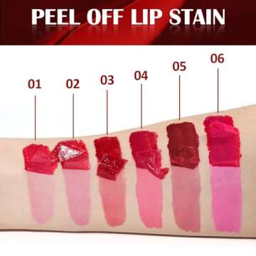 YBUETE Peel Off Lip Liner Stain, Peel Off Lip Stain with Matte Finish, Peel Off Mask Tint, Waterproof, Long Lasting, Transfer Proof Red Lip Tint, Highly Pigmented Color