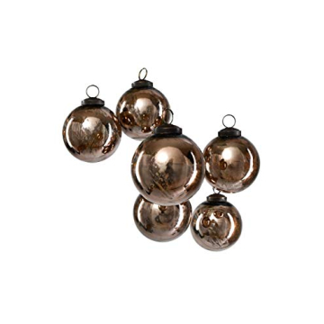 Antique Bronze Glass Christmas Ornaments Set of Six