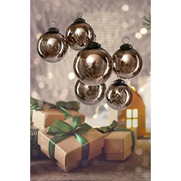 Antique Bronze Glass Christmas Ornaments Set of Six