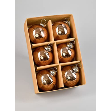 Antique Bronze Glass Christmas Ornaments Set of Six