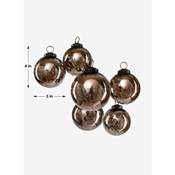 Antique Bronze Glass Christmas Ornaments Set of Six