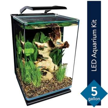 Marineland Portrait Glass LED Aquarium Kit, 5 Gallons, Hidden Filtration,Black