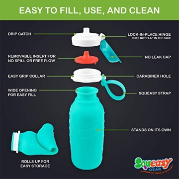 Aqua 16 oz Squeasy Snacker Silicone Food Pouch