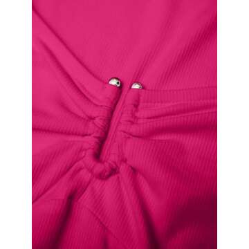 Avanova Women's Long Sleeve Knit Ribbed Crop Top Hot Pink