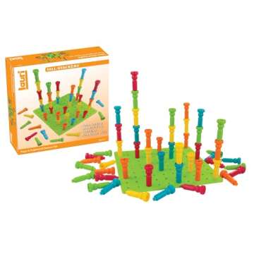 PlayMonster Lauri Deluxe Tall-Stackers - Pegs & Pegboard Set, Multi, Model: 2446, 2-5/8 H in
