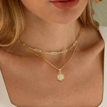 GIFT4U Layered Gold Necklaces for Women - Trendy Initial Jewelry Set