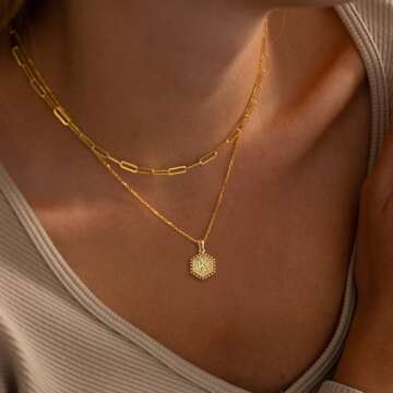 GIFT4U Layered Gold Necklaces - Dainty Initial Jewelry