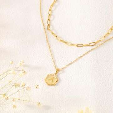 GIFT4U Layered Gold Necklaces - Dainty Initial Jewelry