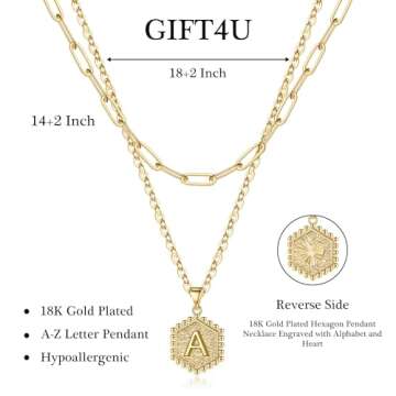 GIFT4U Layered Gold Necklaces - Dainty Initial Jewelry