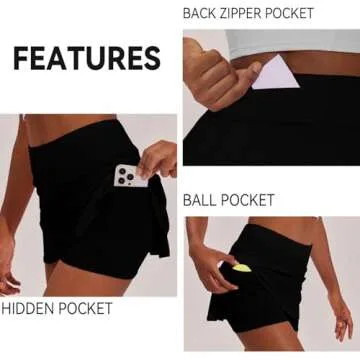 PINSPARK Pleated Tennis Skirts for Women with Short Pockets High Waisted Athletic Golf Skort Workout Pickleball Mini Skirt