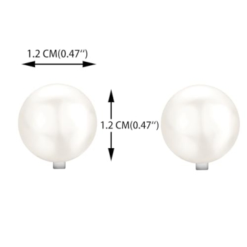 YOQUCOL 12MM Simulated Freshwater Pearl Clip On Stud Earrings Not Pierced Elegant Stud Jewelry For Women