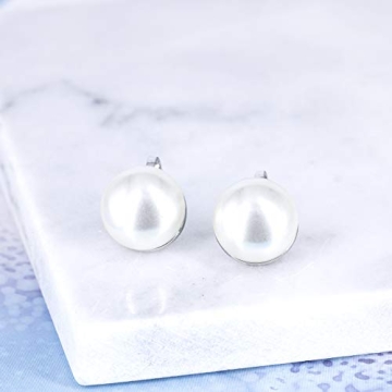 YOQUCOL 12MM Simulated Freshwater Pearl Clip On Stud Earrings Not Pierced Elegant Stud Jewelry For Women