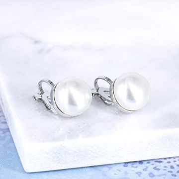 YOQUCOL 12MM Simulated Freshwater Pearl Clip On Stud Earrings Not Pierced Elegant Stud Jewelry For Women