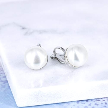 YOQUCOL 12MM Simulated Freshwater Pearl Clip On Stud Earrings Not Pierced Elegant Stud Jewelry For Women