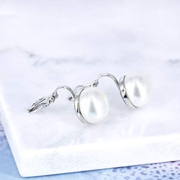YOQUCOL 12MM Simulated Freshwater Pearl Clip On Stud Earrings Not Pierced Elegant Stud Jewelry For Women