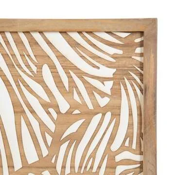 Kate and Laurel Sago Modern Decorative Wood Art Plaque, 23 x 33, White and Rustic Brown, Painted Wood Floral Wall Art with Dimensional Design for Living Room Decor