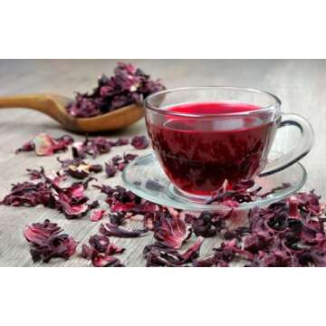 Organic Hibiscus Flowers - 1 lb (16oz) - Herbal Tea - 100% Certified Organic - Flor de Jamaica - Agua Frescas - EarthWise Aromatics