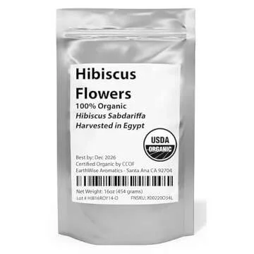 Organic Hibiscus Flowers - 1 lb (16oz) - Herbal Tea - 100% Certified Organic - Flor de Jamaica - Agua Frescas - EarthWise Aromatics